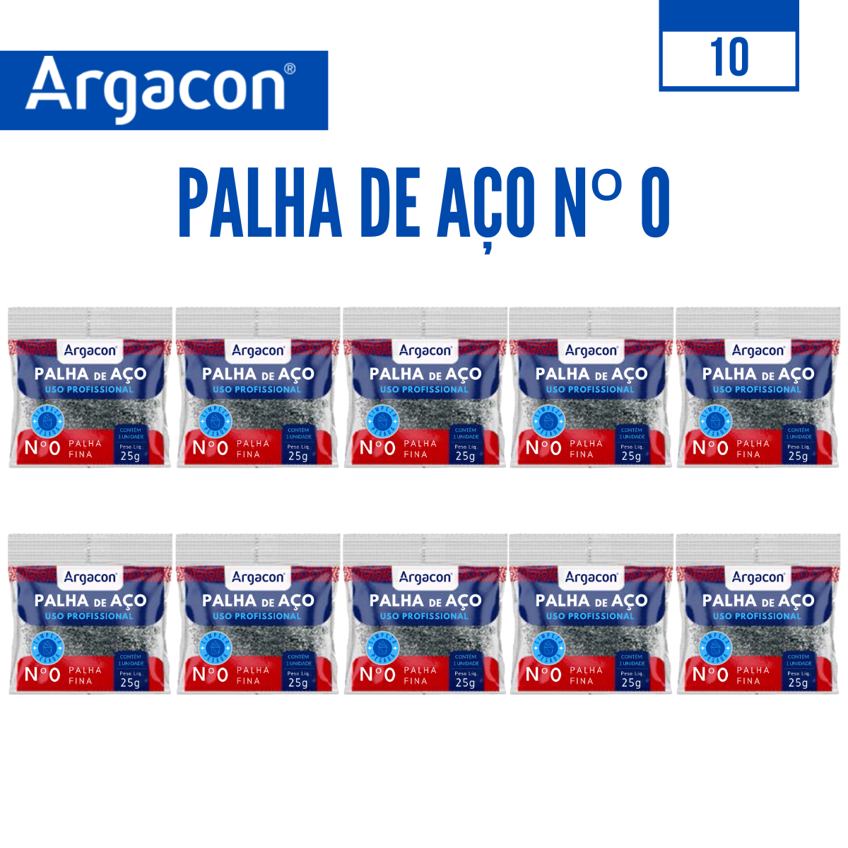 Palha de Aço Número 0 Argacon Profissional Kit 10 Unidades - 4