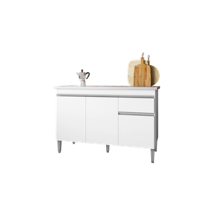 120cm Balcão Gabinete Cozinha Tatiane Branco sem Tampo Ajl