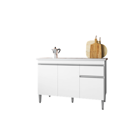 120cm Balcão Gabinete Cozinha Tatiane Branco sem Tampo Ajl