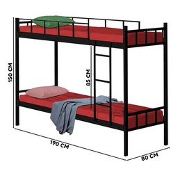 Beliche Tubular Ferro e Aço para Duas Pessoas Colchão 78:preto - 2