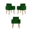 Ver imagem 1 de Kit 3 Poltronas Nina Decorativa para Recepção Balaqui Decor Cor:verde