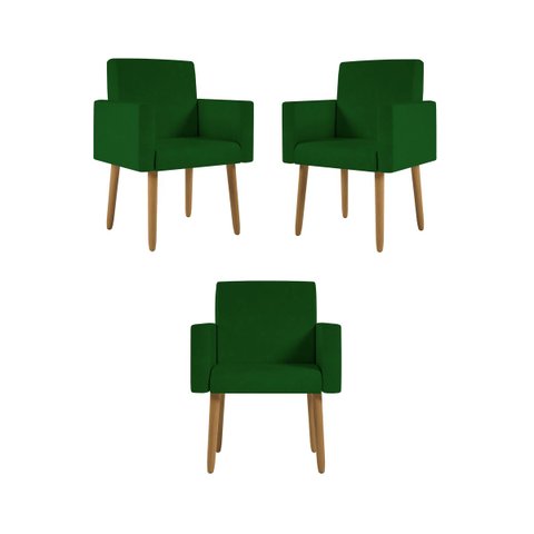 Kit 3 Poltronas Nina Decorativa para Recepção Balaqui Decor Cor:verde