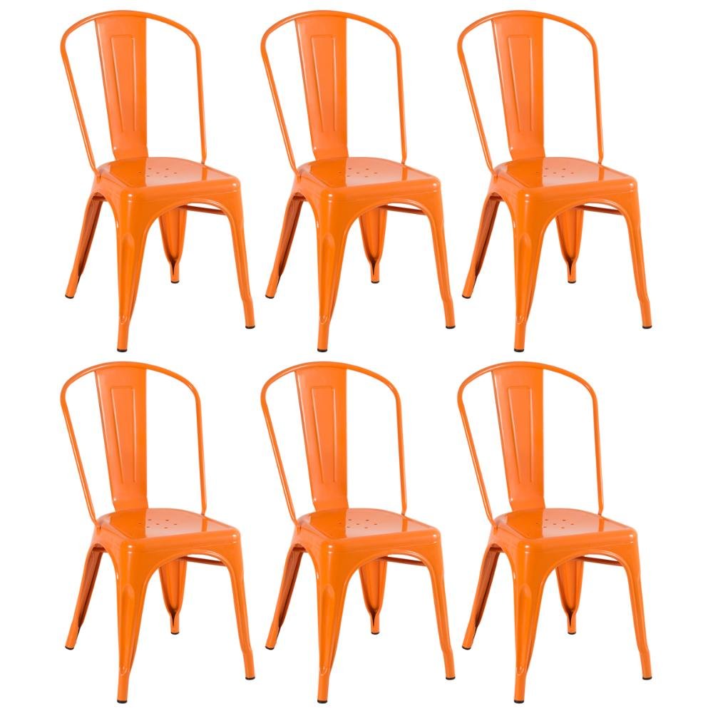 Kit 6 Cadeiras Iron Tolix - Laranja - 1