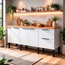 Ver imagem 3 de Balcão Buffet Cozinha com Tampo 174x85x51cm Cisne 180 Cozimax Branco/jequitiba
