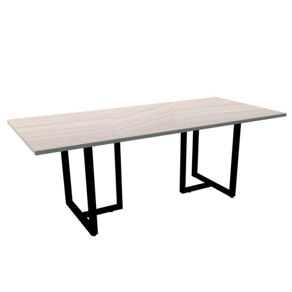 Mesa de Reunião Pé Tubular Pe25 em MDP 200x90cm Cor Nogueira Casablanca e Base Preta - 1