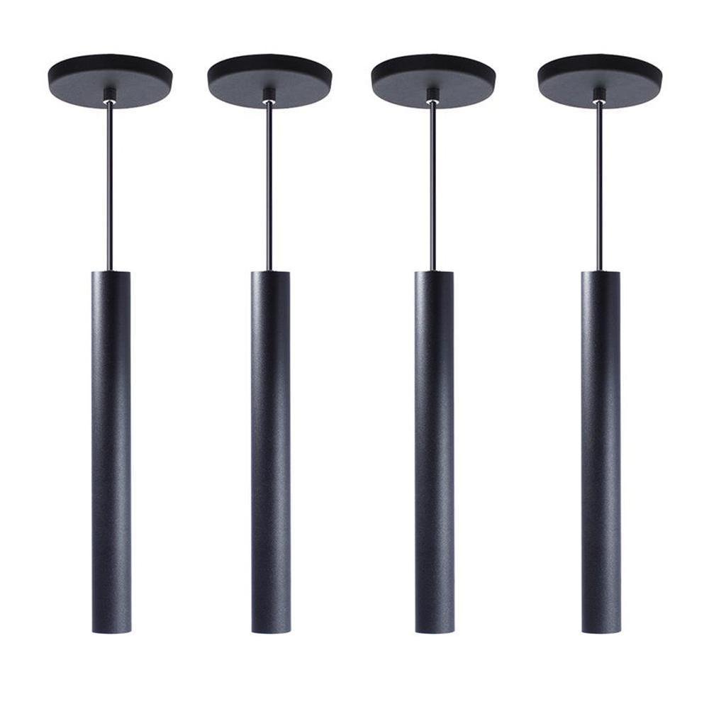 Kit 9 Pendente Tubo Preto 30 Cm+Lâmpada Led Branco Frio - 2