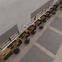 Ver imagem 2 de Conjunto de Escritório Noruega 8 Livreiro 2 Buffet e 9 Mesas 90cm - Via Nossa - Preto e Cedro