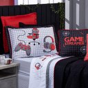 Ver imagem 2 de Kit Cobre Leito Colcha Solteiro Game Streamer Dupla Face com Almofadas Estampadas 05 Peças Cor
