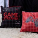 Ver imagem 4 de Kit Cobre Leito Colcha Solteiro Game Streamer Dupla Face com Almofadas Estampadas 05 Peças Cor