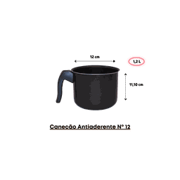 Canecão Antiaderente Nº 12: Praticidade e Beleza para sua Cozinha - 1,2 Lts Luz Nobre Preto - 3