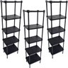 3 Estantes de Plástico Modular Multiuso 5 Prateleiras 1 Torre Preta Montável 65 Kg Qualyplas - 1