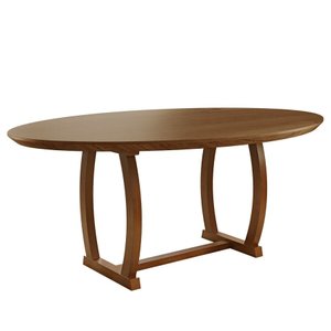 Mesa de Jantar Oval com Base de Madeira Maciça - Zara -2,20 x 1,10 metros - Requinte Salas