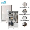 Ver imagem 4 de Guarda Roupa Solteiro 2 Portas de Correr com Pés e Espelho Fit com Armário Multiuso Fit Branco Brilh