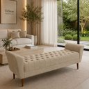 Ver imagem 2 de Banco Recamier 150 cm para Quarto de Casal em Suede Bege