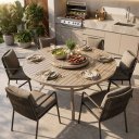 Ver imagem 6 de Mesa de Alumínio 180cm Anticorrosivo com Prato Giratório Resistente Área Externa Varanda Jardim:Cham