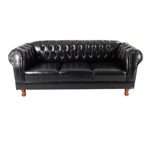 Sofá Chesterfield Duque Corano Preto 1.80 Sala Recepção Barbearia