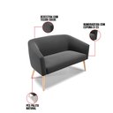 Ver imagem 5 de Kit 01 Namoradeira 02 Lugares e 02 Poltronas Stella Suede Preto Pés Palito Natural - D’Rossi