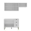 Ver imagem 3 de Conjunto de Cozinha Modulada 3 Peças 2 Aéreos 1 Balcão Lavanda Yescasa Branco