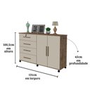 Ver imagem 3 de Comoda Bronze Cor:canela Off White Mizza Decor - Armário para Quarto