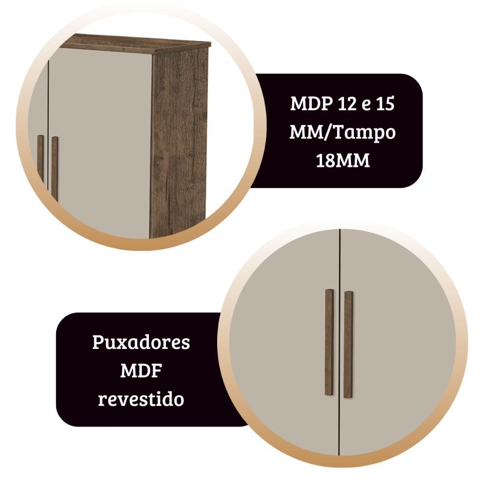 Comoda Bronze Cor:canela Off White Mizza Decor - Armário para Quarto - 4