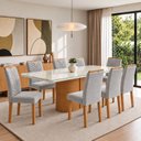 Ver imagem 1 de Conjunto Sala de Jantar 8 Lugares Retangular Tampo Vidro/MDF 200x90cm Mesa Diana e Cadeiras Carol