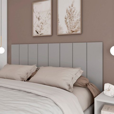 Cabeceira Modulada Painel para Cama Box Queen 160cm 8 Módulos Liora Cinza