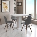 Ver imagem 1 de Mesa Jantar Londres Quadrada Branca 90cm 4 Cadeiras Eames Estofadas Grafite Madeira