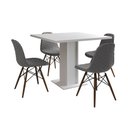 Ver imagem 6 de Mesa Jantar Londres Quadrada Branca 90cm 4 Cadeiras Eames Estofadas Grafite Madeira