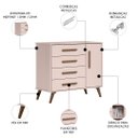 Ver imagem 6 de Quarto Infantil 3 Peças com Berço Q Encanto Retrô Rosa - Qmovi