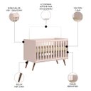 Ver imagem 5 de Quarto Infantil 3 Peças com Berço Q Encanto Retrô Rosa - Qmovi