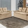 Conjunto Sofá 2 e 3 Lugares Viena Veludo Bege - 5