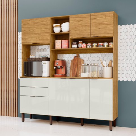 Cozinha Compacta Boreal 7 Portas e 2 Gavetas Espresso Móveis