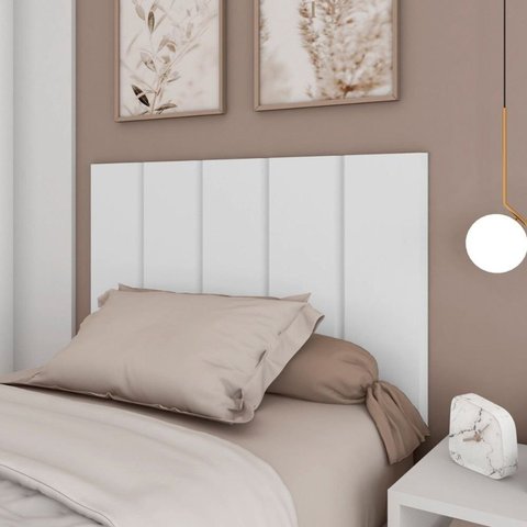 Cabeceira Modulada Painel para Cama Box Solteiro 100cm 5 Módulos Liora Branco