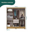 Ver imagem 7 de Guarda-Roupa Casal 6 Portas 2 Gavetas Gliese Espresso Móveis Marrom/Marrocos/Off White