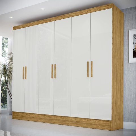 Guarda-Roupa Casal 6 Portas 2 Gavetas Gliese Espresso Móveis Marrom/Marrocos/Off White