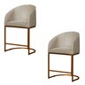 Kit 02 Banco Banqueta Poltrona Mia Base Metal Bronze Veludo Cor:bege - 2