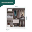 Ver imagem 7 de Guarda-Roupa Casal 6 Portas 2 Gavetas Gliese Espresso Móveis Branco