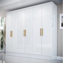 Ver imagem 1 de Guarda-Roupa Casal 6 Portas 2 Gavetas Gliese Espresso Móveis Branco