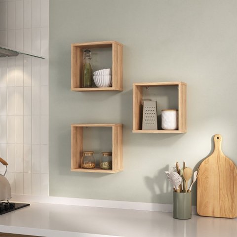 Nicho Decorativo Office Kit com 3 Unidades Grande 30x30x15 Genova Marrom