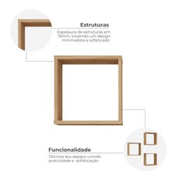 Nicho Decorativo Gênova Kit com 3 Unidades Grande 30x30x15 - 9