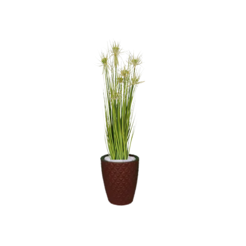 Planta Árvore Artificial Grass Com Flor 90 cm Kit + Vaso E. Marrom 30 cm