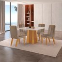 Ver imagem 1 de Conjunto de Jantar Mesa Áustria 0,90x0,90 Tampo MDF/Vidro com 4 Cadeiras Florença Yescasa Marrom/Castanho Cinamomo/Capuccino/Off White
