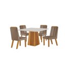 Ver imagem 2 de Conjunto de Jantar Mesa Áustria 0,90x0,90 Tampo MDF/Vidro com 4 Cadeiras Florença Yescasa Marrom/Castanho Cinamomo/Capuccino/Off White