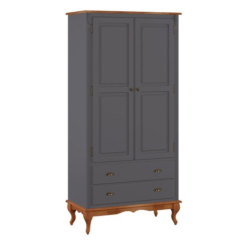Guarda Roupa Madeira 2 Portas 60818 Hannover Linz Móveis - Cinza/imbuia
