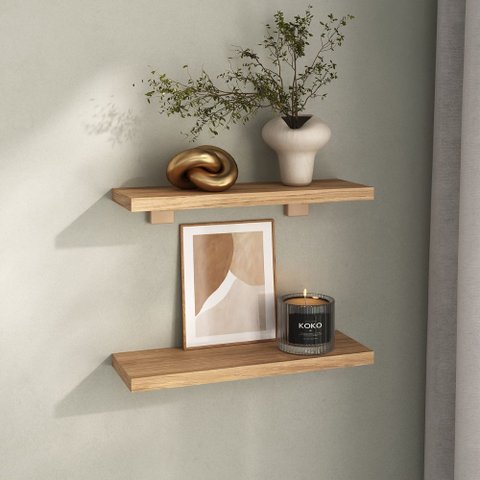 Kit 2 Prateleiras 30cm com Suporte Organização Livros Decoração Elan Marrom