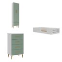 Ver imagem 2 de Quarto Infantil Completo Guarda-Roupa 2 Portas 2 Gavetas com Cômoda e Cama Magia Espresso Móveis Rosa/Branco/Verde
