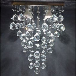 Lindo Lustre Moderno, Com Base de Inox 30x30cm, Cristais Legítimos Com Altura de 55cm Para Sala - 3