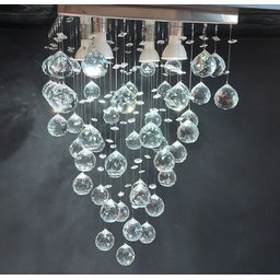 Lindo Lustre Moderno, Com Base de Inox 30x30cm, Cristais Legítimos Com Altura de 55cm Para Sala - 4