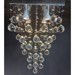 Lindo Lustre Moderno, Com Base de Inox 30x30cm, Cristais Legítimos Com Altura de 55cm Para Sala - 5