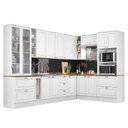 Ver imagem 1 de Cozinha Completa de Canto Americana 10 Peças Branco com Cristaleira e Tampo Nature - Móveis Henn